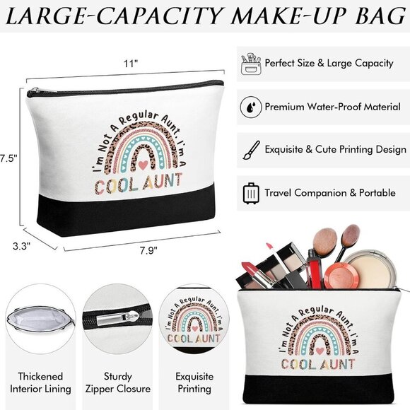 Aunt Gift Set Canvas Tote Makeup Bag for Auntie Great for Christmas - Picture 7 of 8